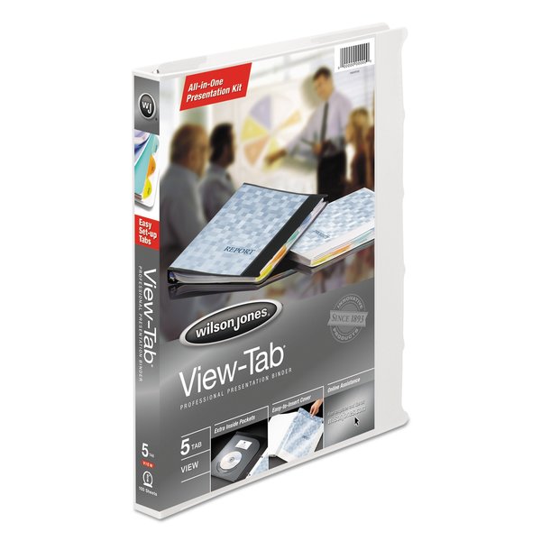 Wilson Jones View-Tab Presentation Round Ring View Binder With Tabs, 3 Rings, 0.63" Capacity, 11 x 8.5, White W55364